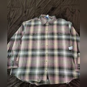 Old Navy Boyfriend Shirt: Pink And Gray Plaid: New Never Worn